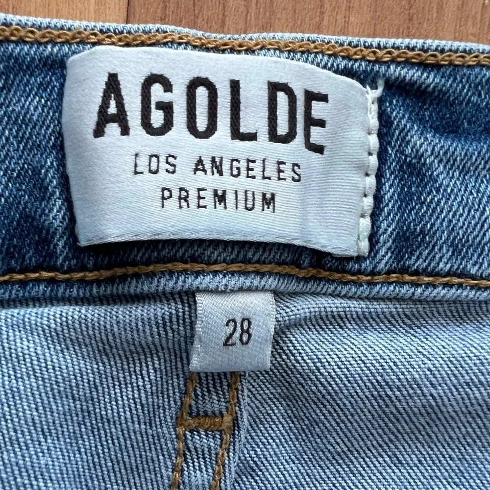 AGOLDE Sophie High Rise Medium Light Wash Distressed Skinny Jeans